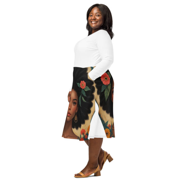 All-over print long sleeve midi dress - Image 3