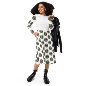 All-over print long sleeve midi dress